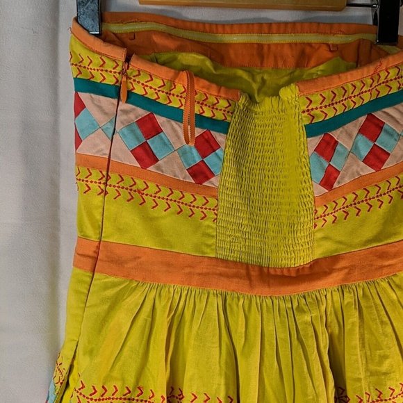 Leifsdottir Dress 0 Strapless Sundress Quilted Yellow Anthropologie 100% Cotton - Picture 6 of 15